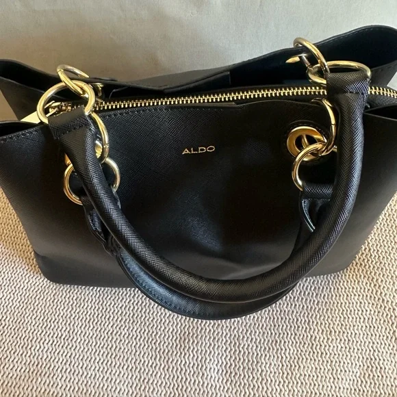 ALDO Elegant Black Tote with Gold Accents - Picture 5 of 12